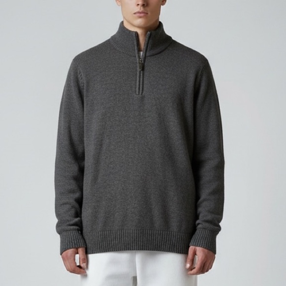 Oscar de la Renta Charcoal Quarter Zip-Up Men’s Sweater Size Medium